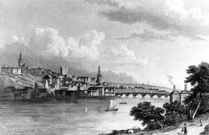 1829年にエドワードフランシスによって彫刻されたアスキューズウッドのニューカッスル 作： William Westall